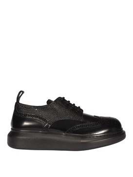 Brogue insert black leather lace-ups