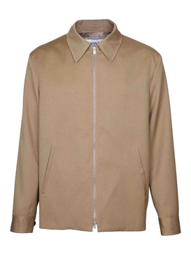 Desert-colored zip-up wool jacket