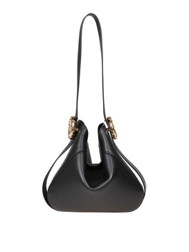 Leather hobo shoulder bag with buckles