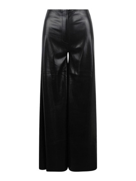 Flared Faux Leather Trousers