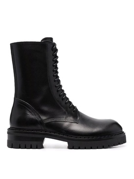 Black laceup combat boots