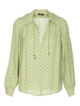 Green shirt with v-neck long sleeves