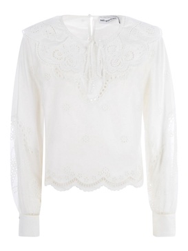 Blusa In Cotone Ricamato - Bianco / 12