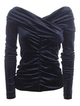 Draped velvet blouse