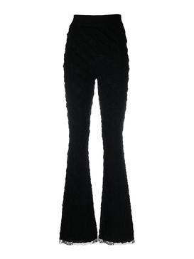 High waist flared knit trousers