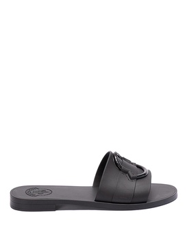 'Mon' Black Slide with Heel in Rubber Woman