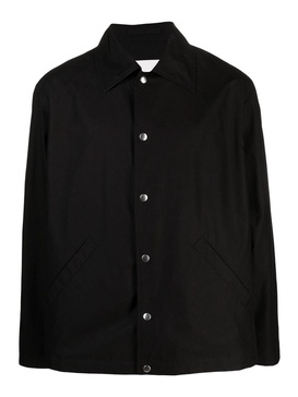 Overshirt With Logo Print Jackets Black