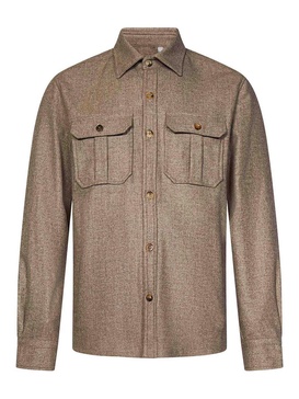 Beige Wool Blend Overshirt