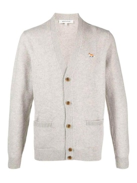 Fox-motif v-neck cardigan