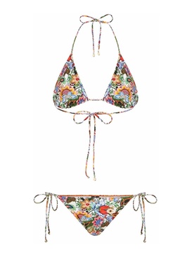 Bouquet-print bikini set