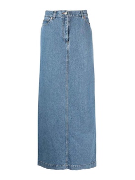 Split back denim maxi skirt