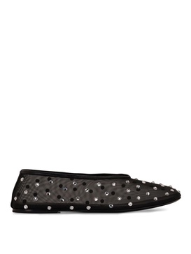 Rhinestones-Detail Mesh Ballet Flats