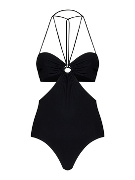 Black one-piece matt stretch jersey swimsuit