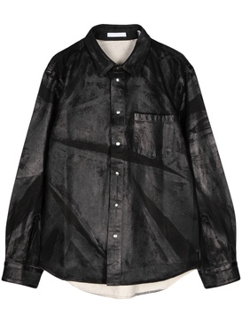 foil-print denim shirt jacket