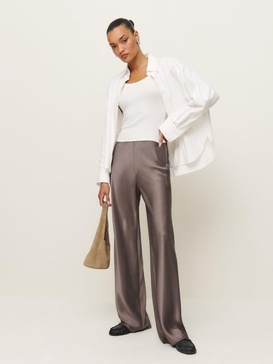 Gale Satin Mid Rise Bias Pant