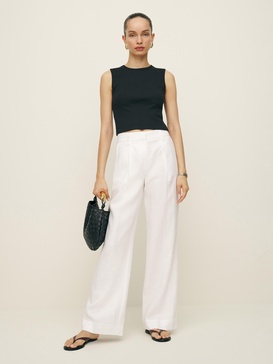 Alex Mid Rise Cropped Linen Pant