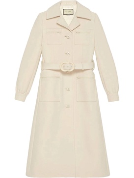 White Wool Belted Coat