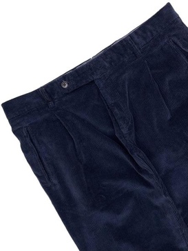 Corduroy Pleated Chino Pants In Navy