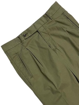 Nervi Cotton Lyocell Pleated Chino Pants In Military Green