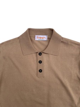 Weller Extra Fine Cotton Knitted Polo In Sand