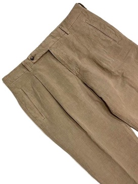 Positano Lyocell Linen Pleated Chino Pants In Walnut