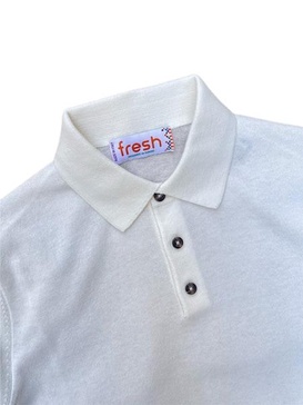 Extra Fine Crepe Cotton Knitted Polo In White