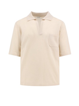 Responsible wool polo shirt with ton sur ton monogram