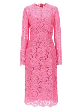 DOLCE & GABBANA Floral Corded Lace Midi Dress in Pink for Women