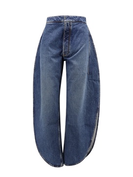 Cotton jeans with rounded profile