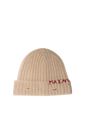 Shetland Wool Beanie With Marni Mending Hats Beige