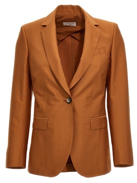 Cotton Single Breast Blazer Jacket Blazer And Suits Brown