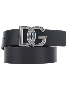 Leather logoed belt