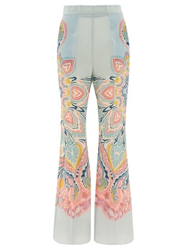 Printed Palazzo Trousers Light Blue