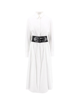 Cotton chemisier dress with leather belt