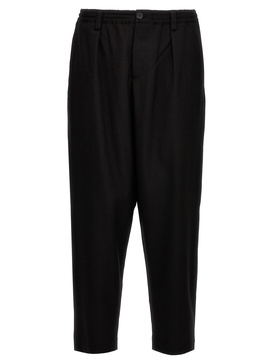 Tropical Wool Crop Pants Black