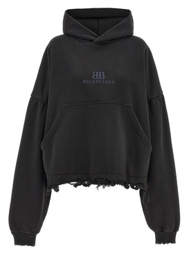 Logo Embroidery Hoodie Sweatshirt Black