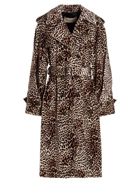 Alexandre Vauthier Leopard Printed Belted Trench Coat