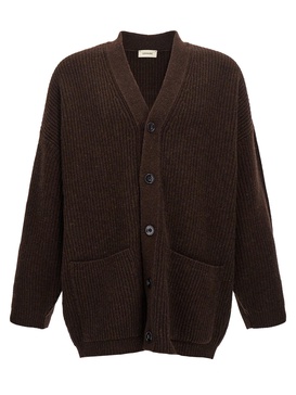 Felted Cardi Coat Sweater, Cardigans Brown