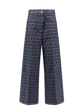 Cotton jeans with iconic motif