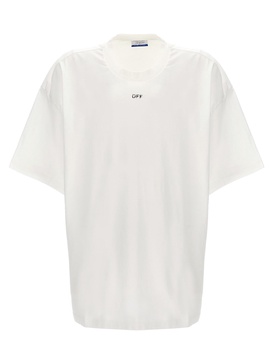 White cotton T-shirt with black front printed logo