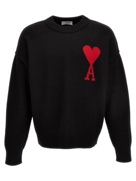 AMI De Coeur Logo-Intarsia Wool Cardigan - S