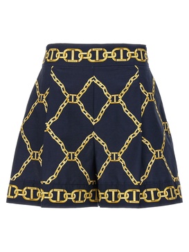 Chain Print Shorts Bermuda, Short Blue