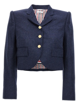 Thom Browne Single-Breasted Cropped Flannel Jacket