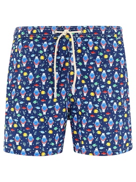 Mc2 Saint Barth Logo Patch Drawstring Swim Shorts