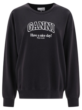 Ganni Logo Organic Cotton Sweatshirt