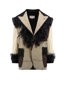 Maison Margiela Deconstructed-Design Single-Breasted Ruffled Blazer