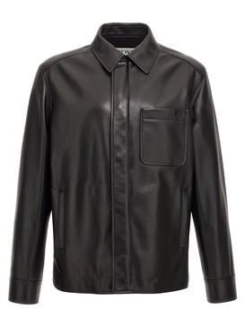 Leather Overshirt Shirt, Blouse Black