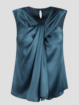 Alberta Ferretti Sleeveless Gathered Satin Blouse