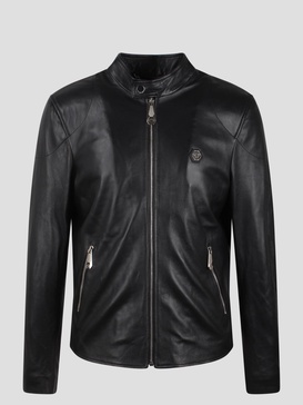 Basic leather moto jacket