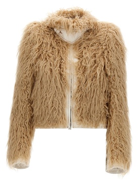 Dries Van Noten High Neck Vangel Faux Shearling Jacket